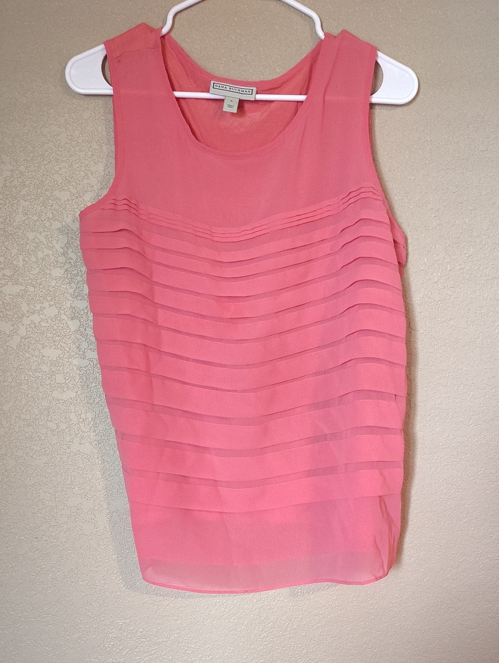 Dana Buchman Coral Pink Pleated Sleeveless Camisole